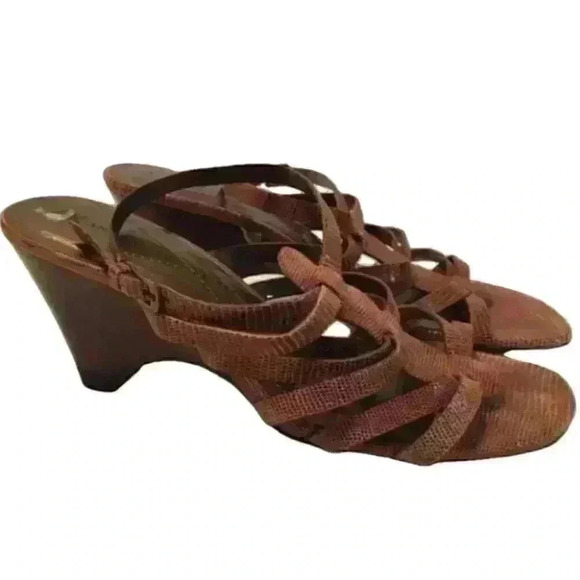 Ak Anne Klein Heels Size 7 Snakeskin Print Wedges - Picture 1 of 9